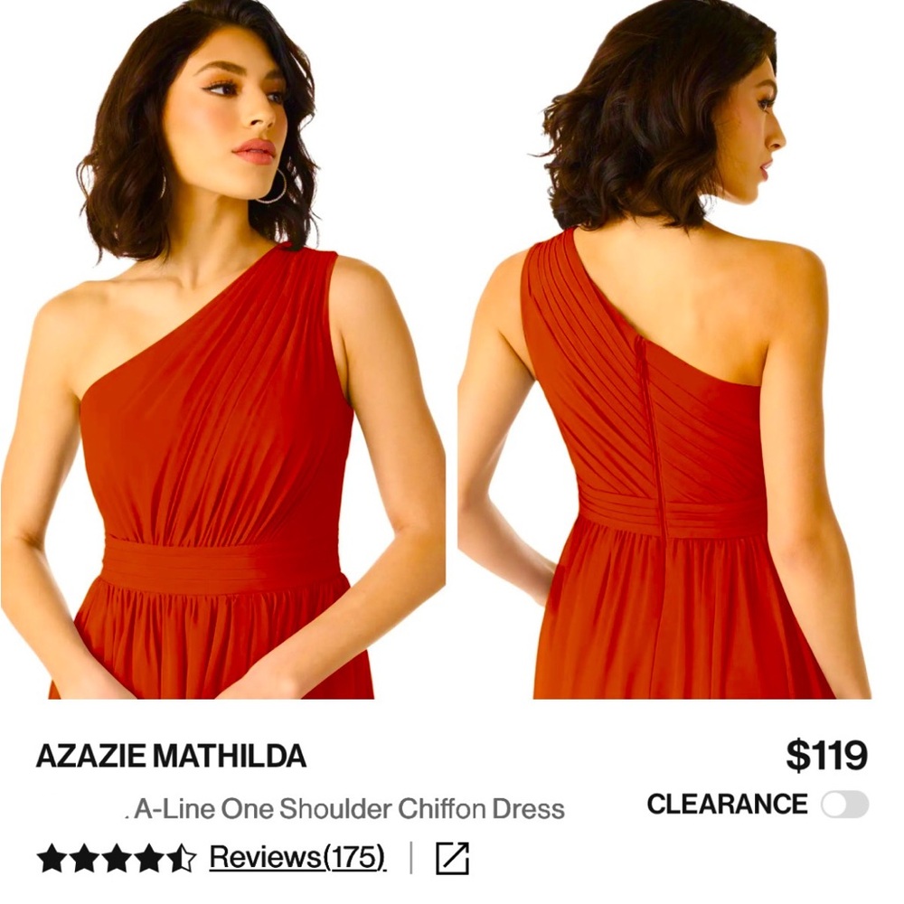 Azazie Mathilda One Shoulder Dress - Rust